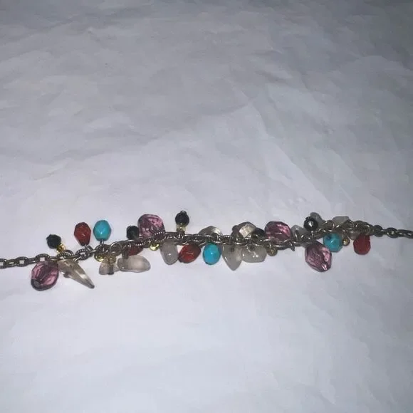 Multi Stone and Beaded Gold Tone Bracelet/Anklet - Picture 4 of 5